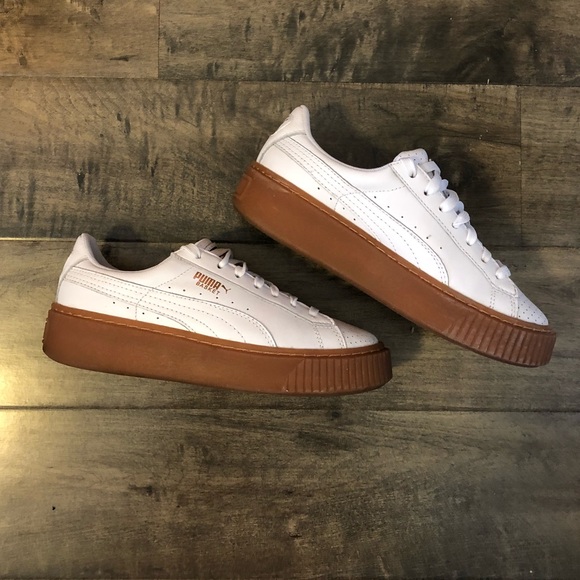PUMA Basket Platform Sneaker, White/Copper, 6 PUMA Basket Platform Sneaker, White/Copper, 6